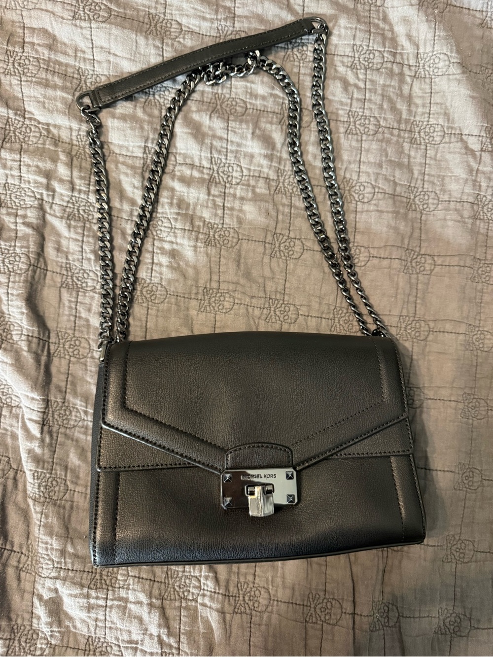 Michael Kors Black Leather Chain Crossbody Bag